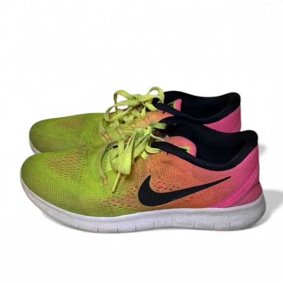 8.5 Nike Free RN – Volt/Pink Gradient Running Shoes 844630-999 - Picture 3 of 7